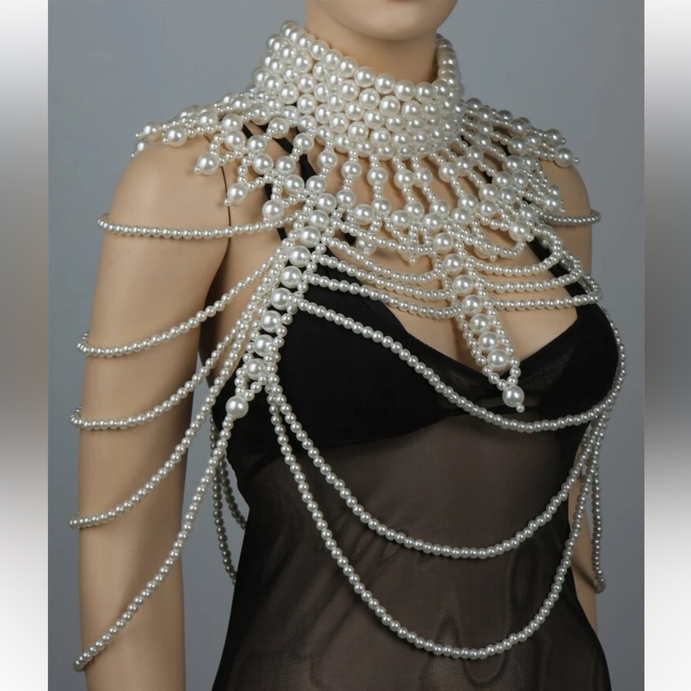 Faux Pearl Decor Body Jewelry Chain